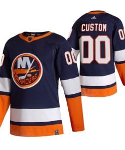Custom New York Islanders Jersey Name And Number 2020-21 Navy Blue Reverse Retro Alternate NHL