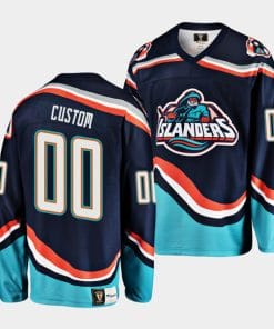Custom New York Islanders Jersey Name And Number 2022 Navy Reverse Retro