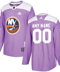 Custom New York Islanders Jersey Name And Number Purple Pink Hockey Fights Cancer Practice