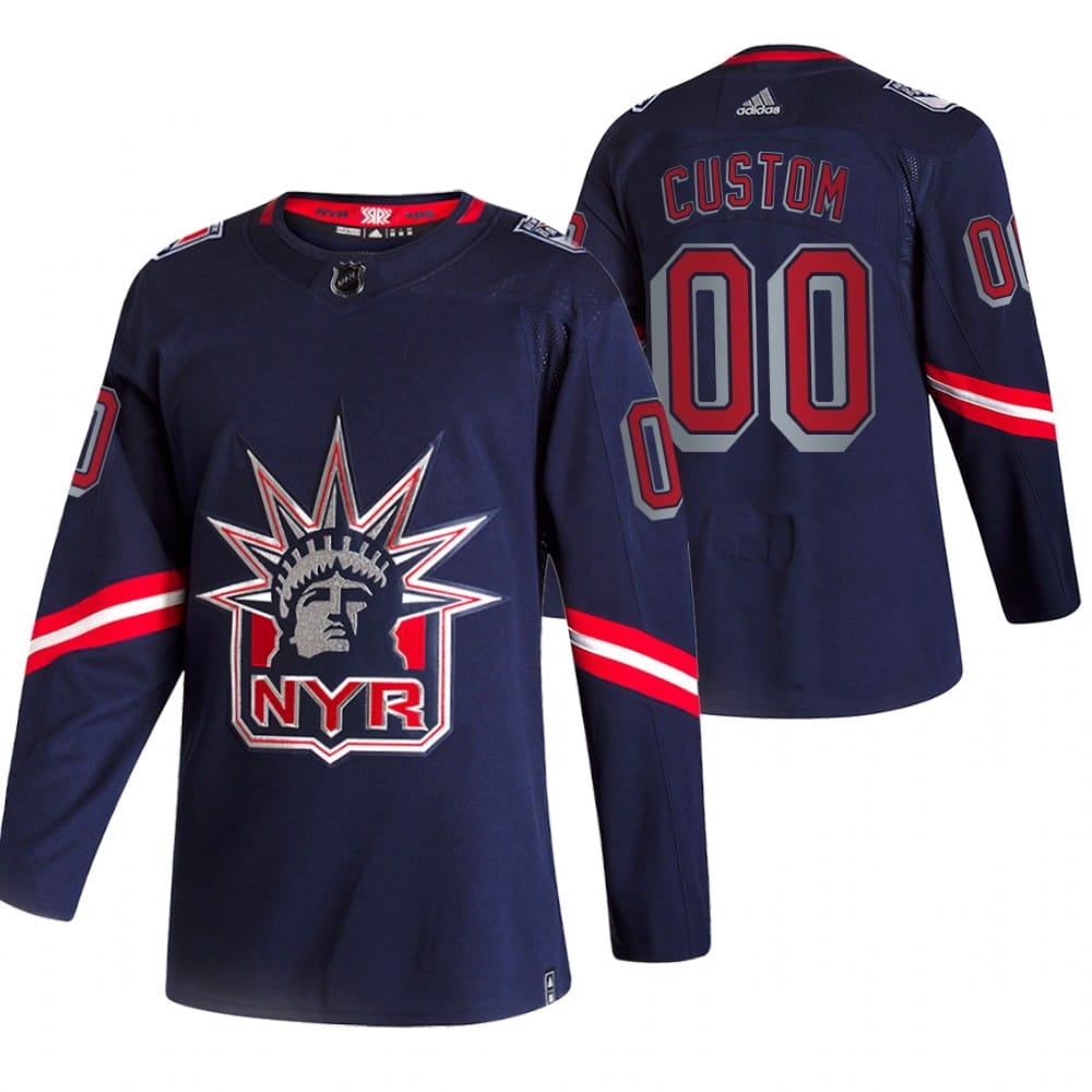 Custom New York Rangers Jersey Name And Number 2020-21 Navy Alternate Player NHL 1 Custom New York Rangers Jersey Name And Number 2020-21 Navy Alternate Player NHL