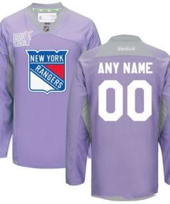 Custom New York Rangers Jersey Name And Number Purple Pink Reebok Hockey Fights Cancer Practice