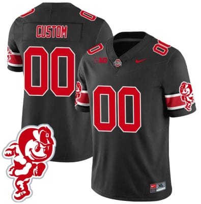 Custom Ohio State Buckeyes Jersey Name and Number Football Stitched Brutus Buckeye Patch Style 1 Black