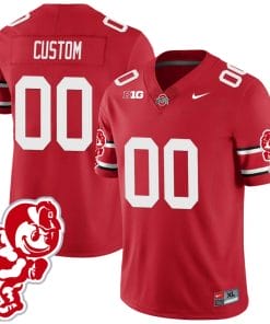 Custom Ohio State Buckeyes Jersey Name and Number Football Stitched Brutus Buckeye Patch Style 1 Scarlet