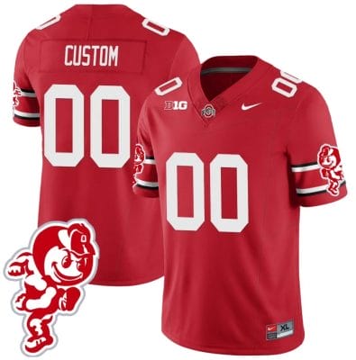 Custom Ohio State Buckeyes Jersey Name and Number Football Stitched Brutus Buckeye Patch Style 1 Scarlet