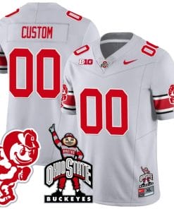 Custom Ohio State Buckeyes Jersey Name and Number Football Stitched Brutus Buckeye Patch Style 2 Gray