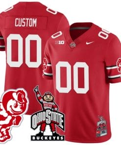 Custom Ohio State Buckeyes Jersey Name and Number Football Stitched Brutus Buckeye Patch Style 2 Scarlet
