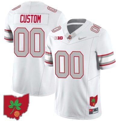 Custom Ohio State Buckeyes Jersey Name and Number Football Stitched Ohio Map Style 1 White