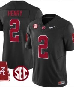 Derrick Henry Jersey #2 Alabama Crimson Tide Vapor Stitched Football Alabama Map Black