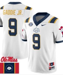 DeShawn Gaddie Jr Jersey #9 Ole Miss Rebels Football Flag Patch All Stitched White 1