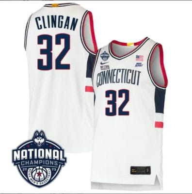 Donovan Clingan Jersey #31 UConn Huskies 2023 National Champions College Basketball White 8 Donovan Clingan Jersey #31 UConn Huskies 2023 National Champions College Basketball White