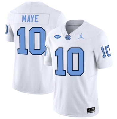 Drake Maye Jersey #10 North Carolina Tar Heels Vapor Limited College Football White