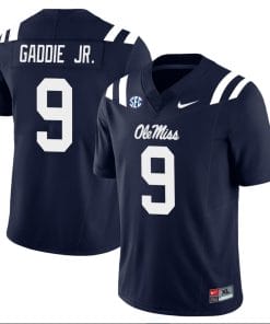 DeShawn Gaddie Jr Jersey #9 Ole Miss Rebels Football All Stitched Navy