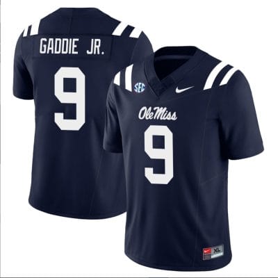 DeShawn Gaddie Jr Jersey #9 Ole Miss Rebels Football All Stitched Navy