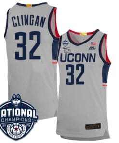 Donovan Clingan Jersey #31 UConn Huskies 2023 National Champions College Basketball Gray
