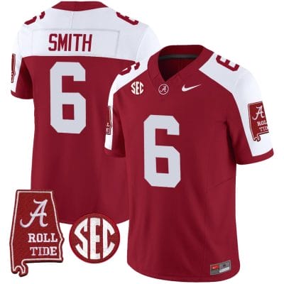 DeVonta Smith Jersey #6 Alabama Crimson Tide Vapor Limited Football Alabama Map Crimson Alternate 8 DeVonta Smith Jersey #6 Alabama Crimson Tide Vapor Limited Football Alabama Map Crimson Alternate