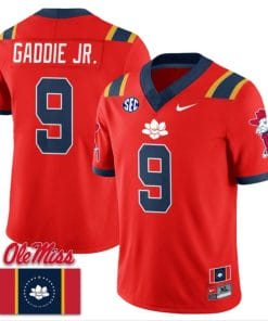 DeShawn Gaddie Jr Jersey #9 Ole Miss Rebels Football Flag Patch All Stitched Red