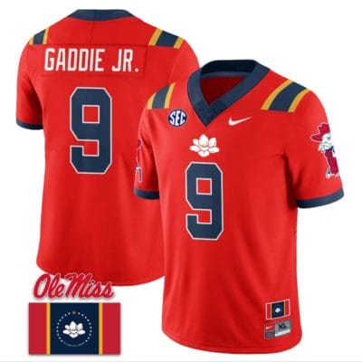 DeShawn Gaddie Jr Jersey #9 Ole Miss Rebels Football Flag Patch All Stitched Red 10 DeShawn Gaddie Jr Jersey #9 Ole Miss Rebels Football Flag Patch All Stitched Red