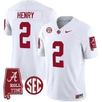 Derrick Henry Jersey #2 Alabama Crimson Tide Vapor Limited Football Alabama Map White