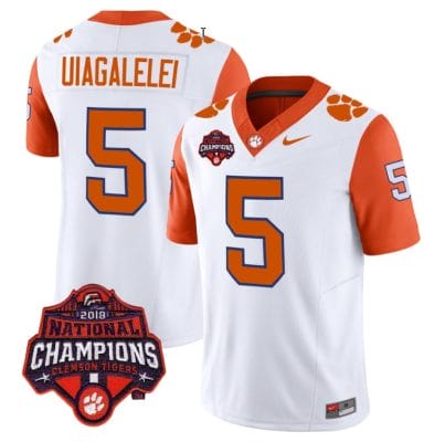 DJ Uiagalelei Jersey #5 Clemson Tigers Vapor Limited Champions Patch College Football Stitched Orange Sleeves