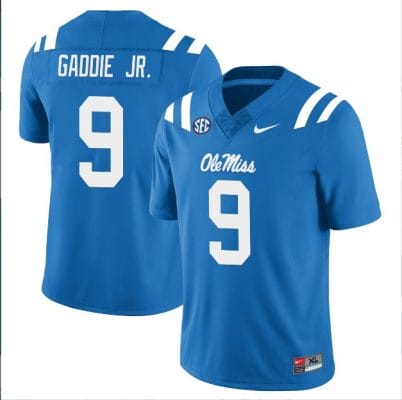 DeShawn Gaddie Jr Jersey #9 Ole Miss Rebels Football All Stitched Blue 10 DeShawn Gaddie Jr Jersey #9 Ole Miss Rebels Football All Stitched Blue