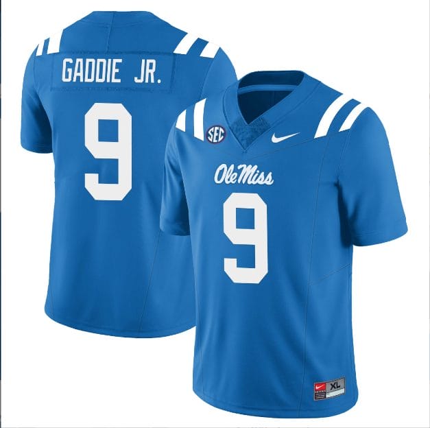 DeShawn Gaddie Jr Jersey #9 Ole Miss Rebels Football All Stitched Blue 1 DeShawn Gaddie Jr Jersey #9 Ole Miss Rebels Football All Stitched Blue