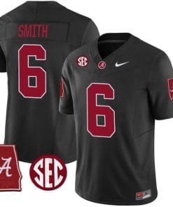 DeVonta Smith Jersey #6 Alabama Crimson Tide Vapor Stitched Football Alabama Map Black