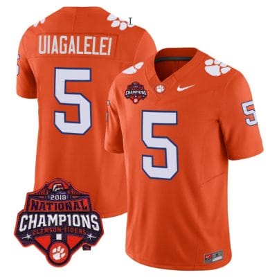 DJ Uiagalelei Jersey #5 Clemson Tigers Vapor Limited Champions Patch College Football Stitched Orange