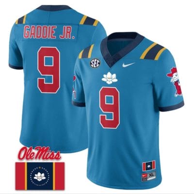 DeShawn Gaddie Jr Jersey #9 Ole Miss Rebels Football Flag Patch All Stitched Blue 2 10 DeShawn Gaddie Jr Jersey #9 Ole Miss Rebels Football Flag Patch All Stitched Blue 2