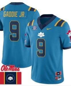 DeShawn Gaddie Jr Jersey #9 Ole Miss Rebels Football Flag Patch All Stitched Blue 1