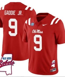 DeShawn Gaddie Jr Jersey #9 Ole Miss Rebels Football Ole Map All Stitched Red