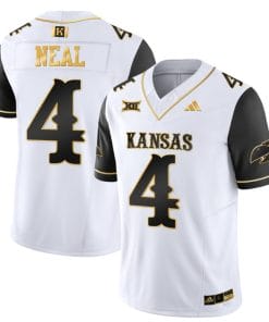 Devin Neal Jersey #4 Kansas Jayhawks Blackhawk Gold Vapor Football Black Sleeves