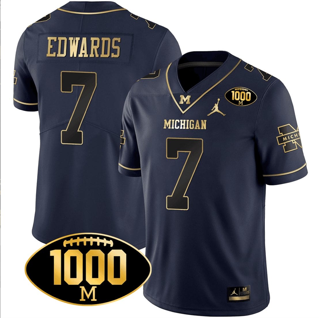 Donovan Edwards Jersey #7 Michigan Wolverines 1000 Wins Patch Football All Stitched Navy Gold 1 Donovan Edwards Jersey #7 Michigan Wolverines 1000 Wins Patch Football All Stitched Navy Gold