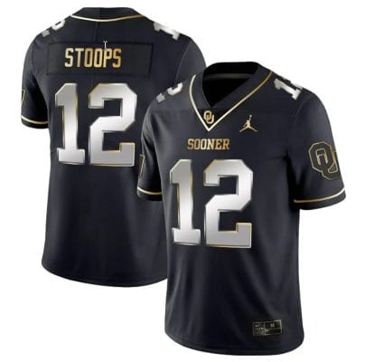 Drake Stoops Jersey #12 Oklahoma Sooners College Football Stitched Black Gold