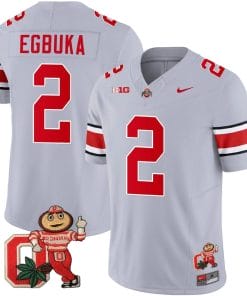 Emeka Egbuka Jersey #2 Ohio State Buckeyes Mascot Patch College Football Gray