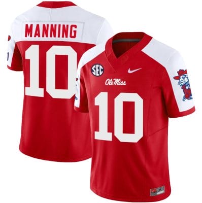 Eli Manning Jersey #10 Ole Miss Rebels Football Vapor Limited All Stitched Red Alternate