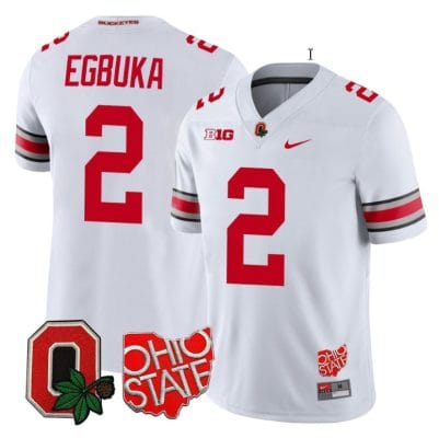 Emeka Egbuka Jersey #2 Ohio State Buckeyes College Football Stitched Logo Patch White