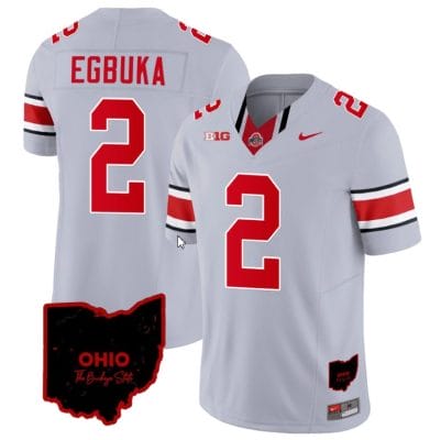 Emeka Egbuka Jersey #2 Ohio State Buckeyes College Football Stitched Vapor Limited Ohio Patch Gray 8 Emeka Egbuka Jersey #2 Ohio State Buckeyes College Football Stitched Vapor Limited Ohio Patch Gray