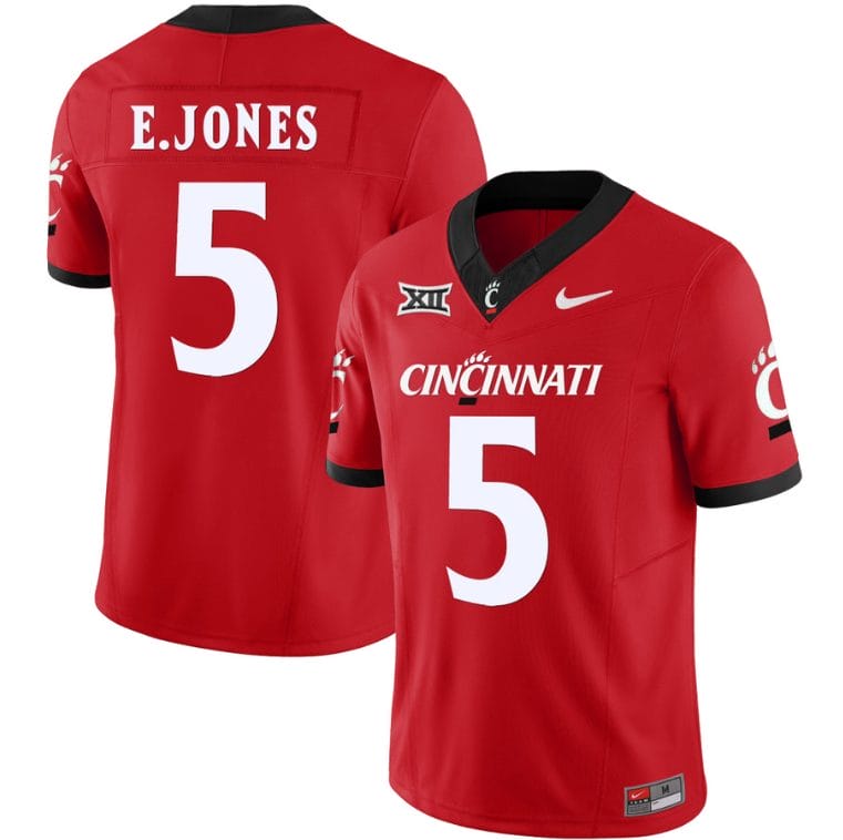 Emory Jones Jersey #5 Cincinnati Bearcats Vapor Limited College Football All Stitched Red 1 Emory Jones Jersey #5 Cincinnati Bearcats Vapor Limited College Football All Stitched Red