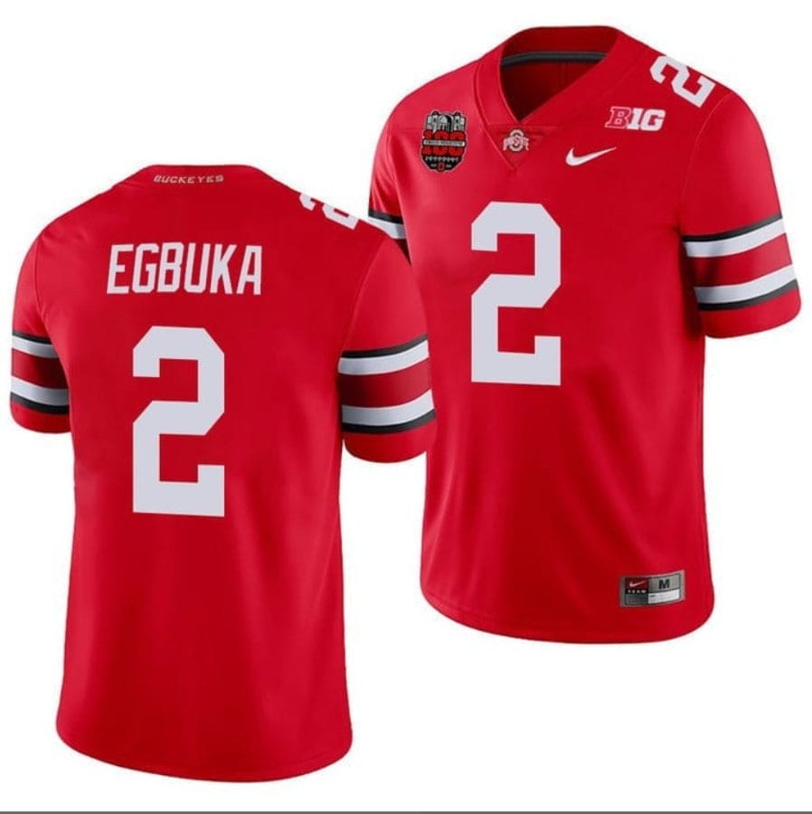 Emeka Egbuka Jersey #2 Ohio State Buckeyes Ohio Stadium Patch College Football Scarlet 1 Emeka Egbuka Jersey #2 Ohio State Buckeyes Ohio Stadium Patch College Football Scarlet