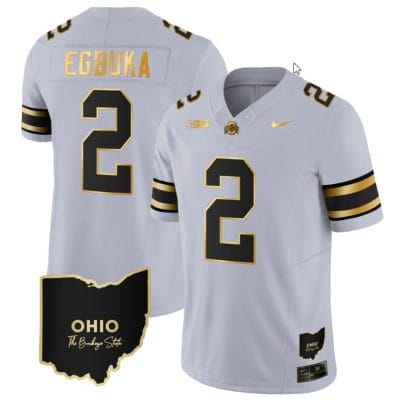 Emeka Egbuka Jersey #2 Ohio State Buckeyes College Football Stitched Vapor Limited Gold Ohio Patch Gray Gold