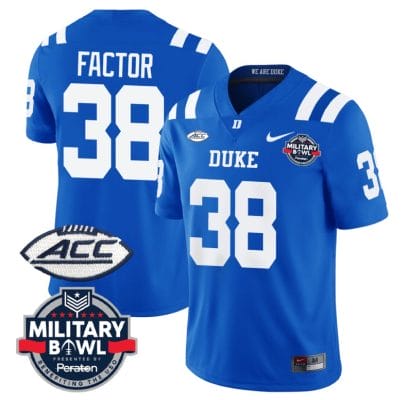 Factor Jersey #38 Duke Blue Devils Football Limited Royal - Military Bowl