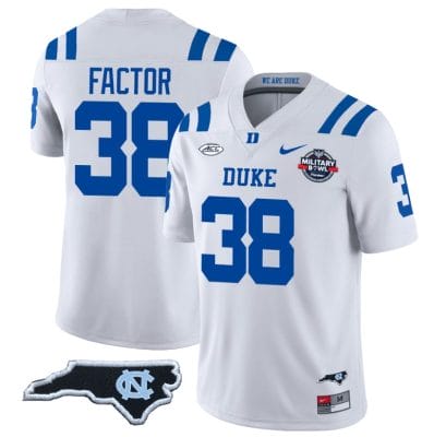 Factor Jersey #38 Duke Blue Devils Football Limited White - NC State