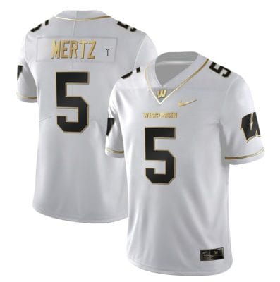 Graham Mertz Jersey #5 Wisconsin Badgers Gold Vapor College Football White Gold 8 Graham Mertz Jersey #5 Wisconsin Badgers Gold Vapor College Football White Gold