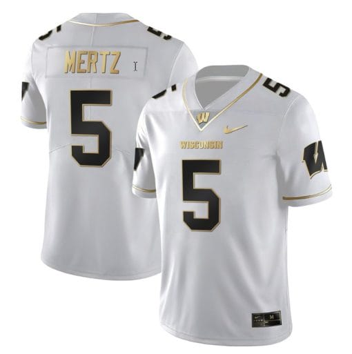Graham Mertz Jersey #5 Wisconsin Badgers Gold Vapor College Football White Gold