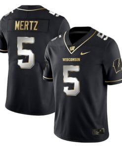 Graham Mertz Jersey #5 Wisconsin Badgers Gold Vapor College Football Black Limited