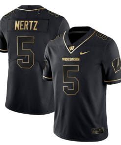 Graham Mertz Jersey #5 Wisconsin Badgers Gold Vapor College Football Black Gold