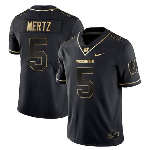 Graham Mertz Jersey #5 Wisconsin Badgers Gold Vapor College Football Black Gold