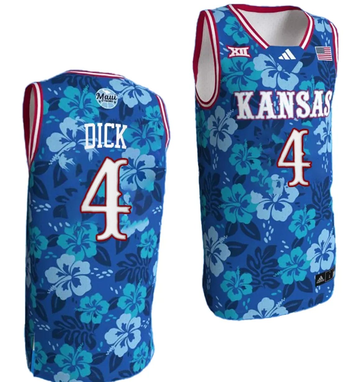 Gradey Dick Jersey #4 Kansas Jayhawks Bill Self Game College Basketball Blue Maui Strong 1 Gradey Dick Jersey #4 Kansas Jayhawks Bill Self Game College Basketball Blue Maui Strong
