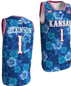 Hunter Dickinson Jersey #1 Kansas Jayhawks Bill Self Game College Basketball Blue Maui Strong