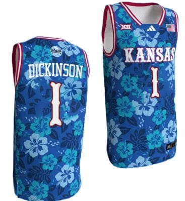 Hunter Dickinson Jersey #1 Kansas Jayhawks Bill Self Game College Basketball Blue Maui Strong